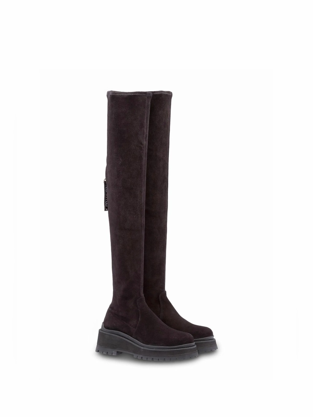 MIU MIU Black SUEDE Over-the-Knee Platform zip boots